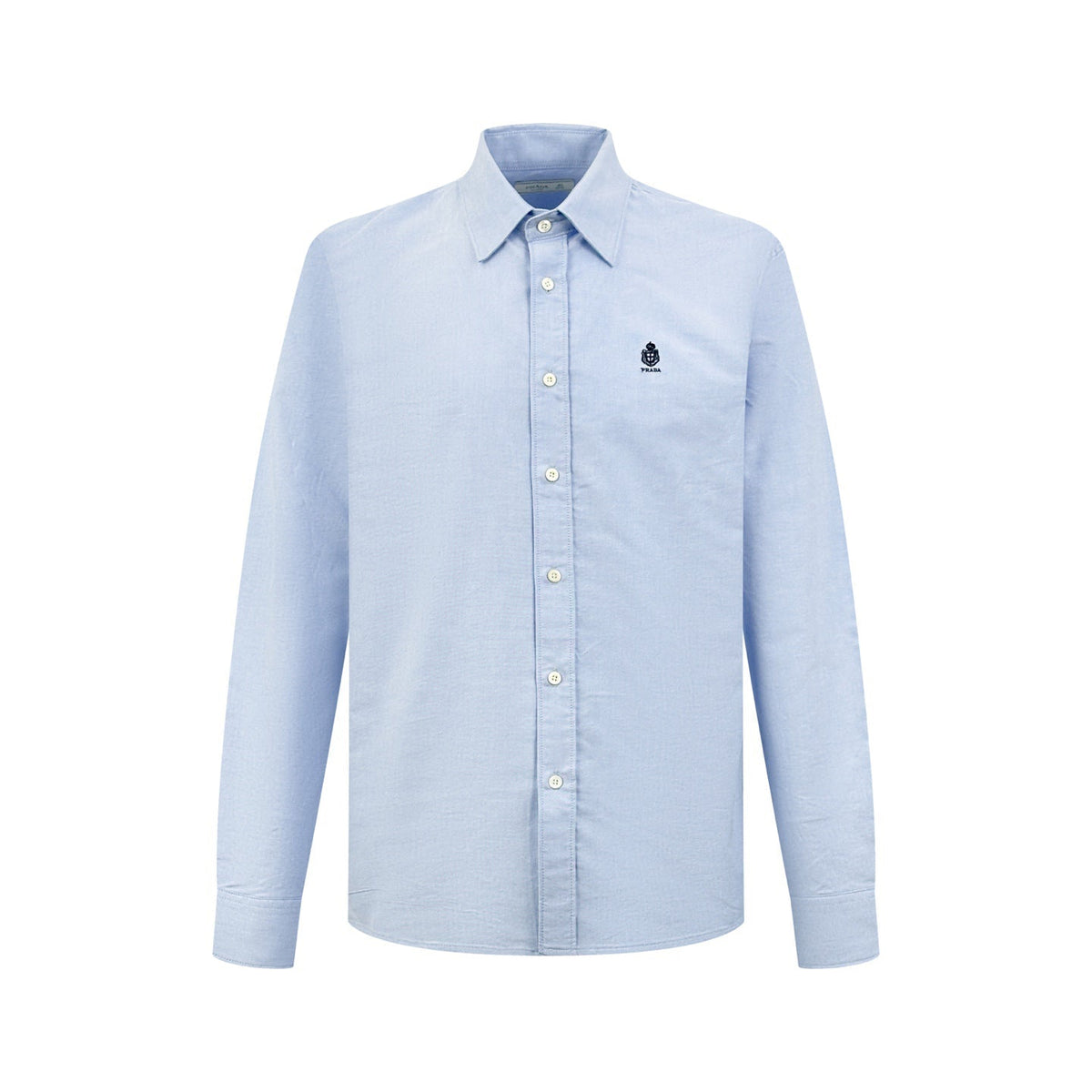 Men's Long‑Sleeve Button‑Down Shirt, Small Logo Embroidery On Left Chest