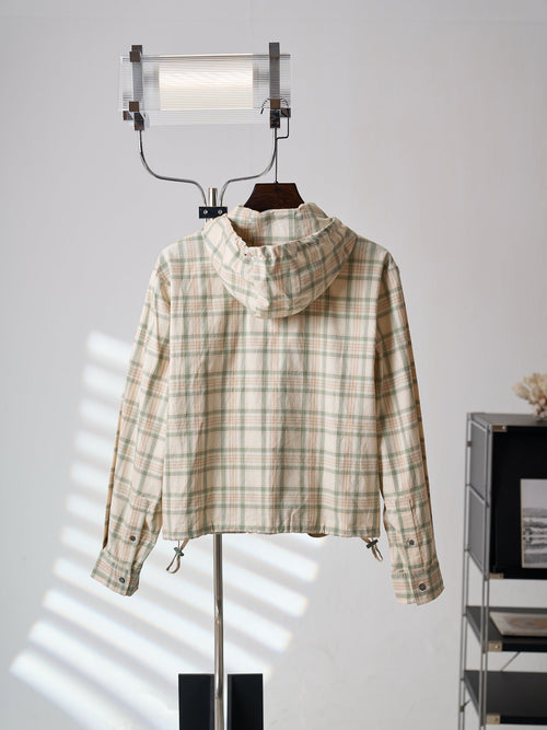 Acne Studios Plaid Zip‑Up Hooded Jacket