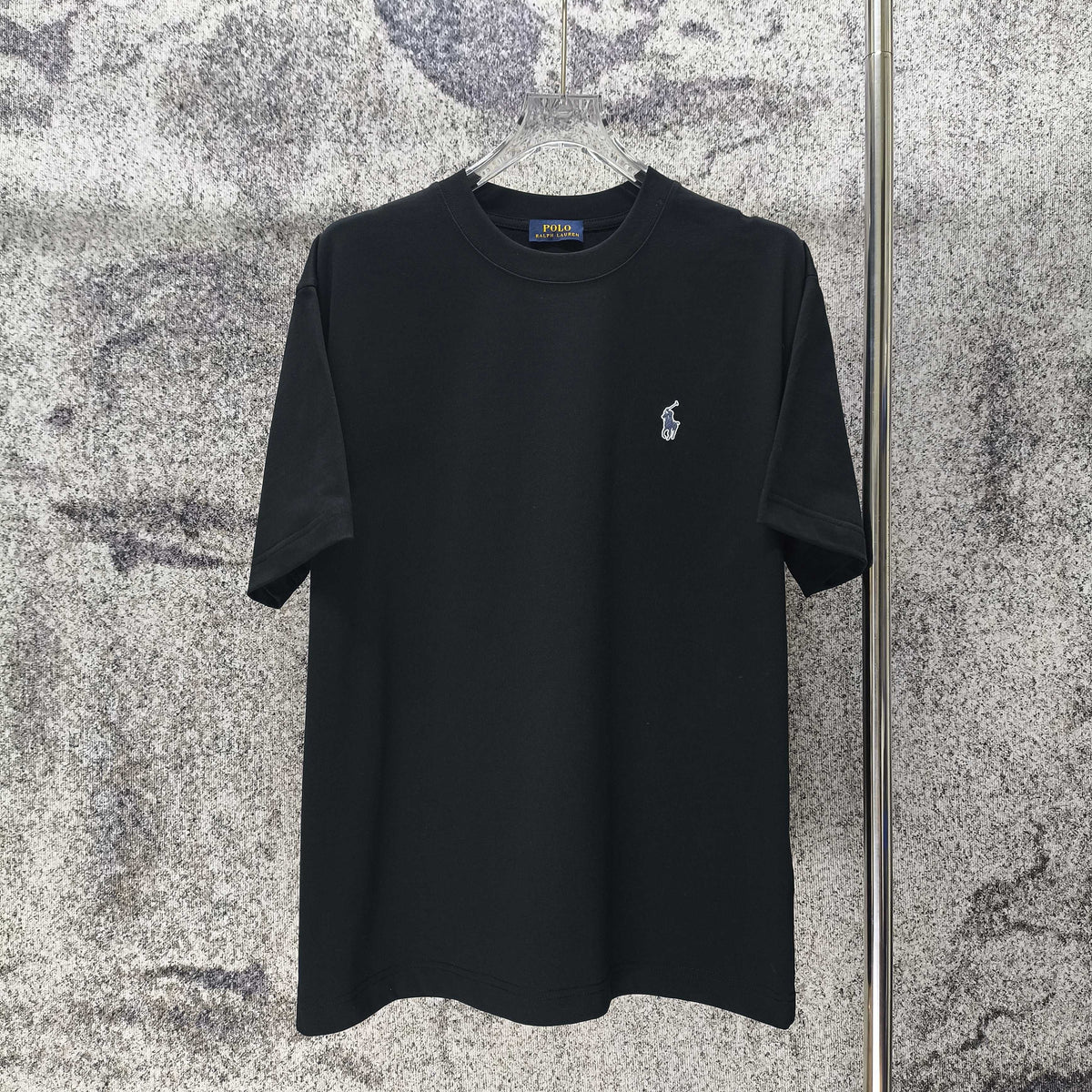 Men's Crew‑Neck Short‑Sleeve T‑Shirt with Small Blue Pony Embroidery