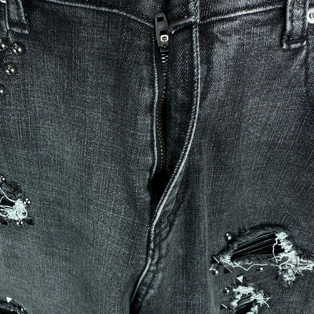 AMIRI Studded Multi‑Rip Distressed Slim‑Fit Denim Jeans