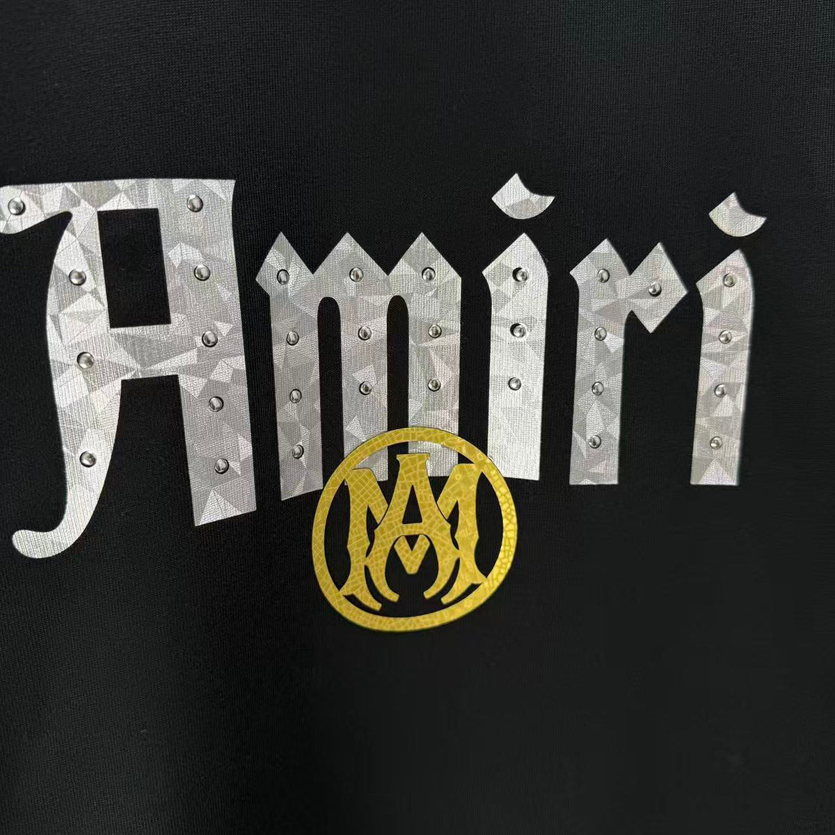 AMIRI Gothic Script With Emblem Crew‑Neck Short‑Sleeve T‑Shirt