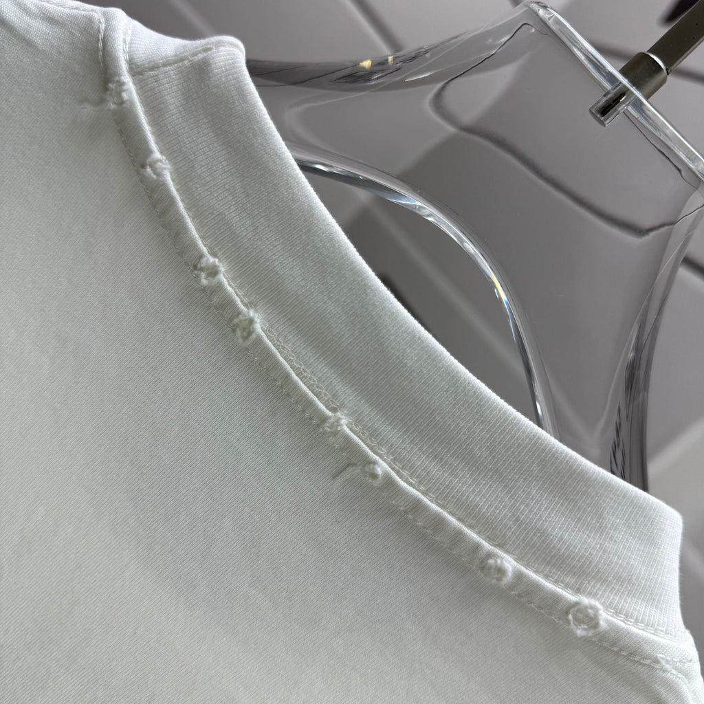 Acne Studios Small Bow‑Graphic Distressed‑Trim Crew‑Neck Short‑Sleeve T‑Shirt
